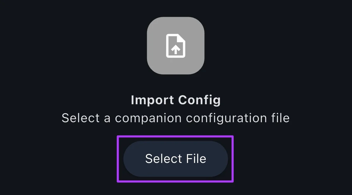 File picker showing JSON file selection