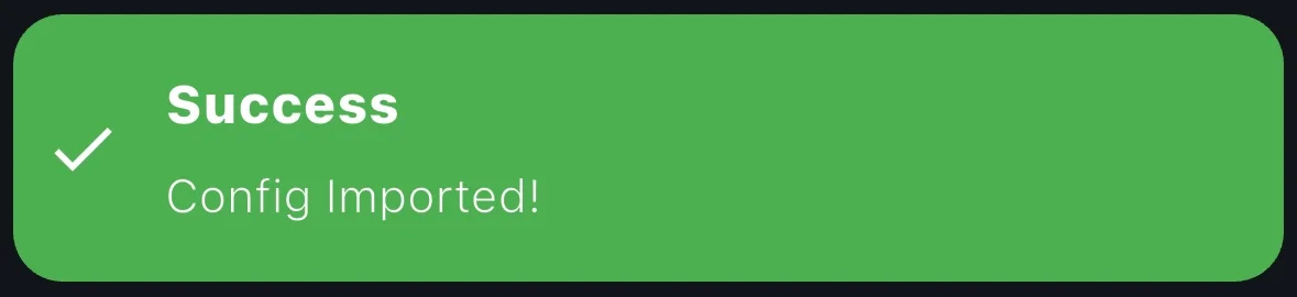 Import success notification